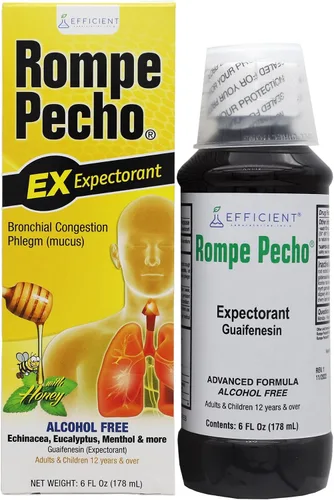Vista 13 de Rompe Pecho, Jarabe para la gripe y la tos, Sin Azúcar, 6 Oz, Botella. Ámbar