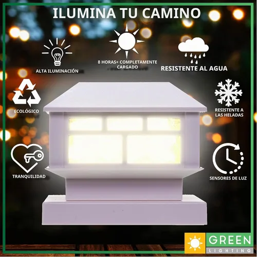 Vista 4 de GreenLighting - Luces solares modernas para punta de poste que se ajustan a 4 x 4 de madera, 4 x 4 y 5 x 5 de PVC/vinilo para exteriores Blanco