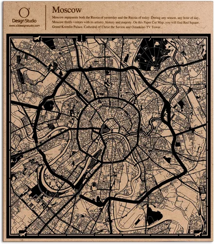 Vista 42 de O3 Design Studio Abu Dhabi - Mapa de corte de papel negro (12 x 12 pulgadas)