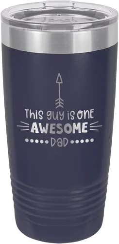 Vista 20 de This Guy Is One Awesome Dad Black Vaso de bebida de 20 oz con pajita Taza de viaje grabada con láser Comparar con Yeti Rambler Idea de regalo