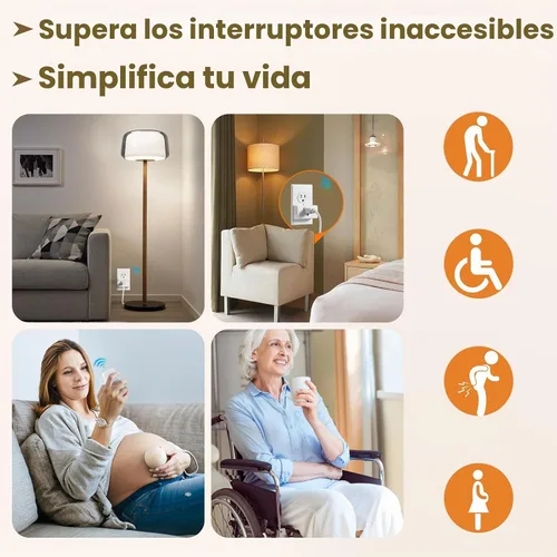 Vista 7 de SURAIELEC Enchufe de salida de control remoto, interruptor de luz inalámbrico, rango de RF de 100 pies