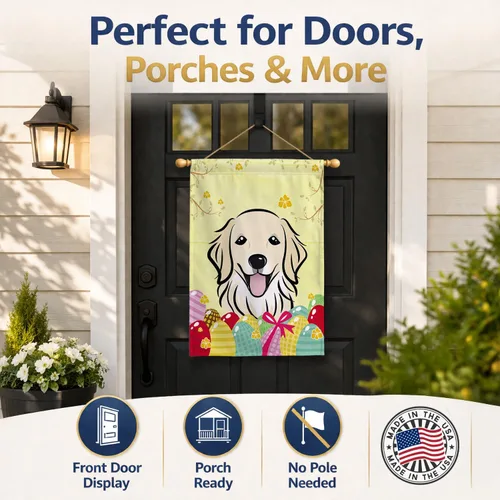 Vista 655 de Caroline's Treasures BB1923GF Bandera decorativa para jardín con diseño de Border Collie, para caza de huevos de Pascua, para jardín, jardín, patio