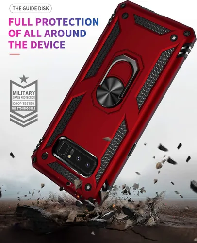 Vista 5 de Carcasa de grado militar para Samsung Galaxy Note 8, anillo giratorio de metal 360, soporte de soporte magnético integrado para montaje en coche, a
