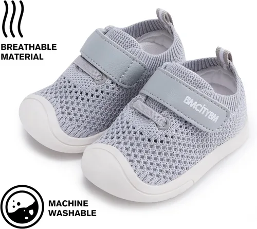 Vista 7 de BMCiTYBM Zapatos para caminar de malla transpirable para bebés, niños y niñas, ligeros, antideslizantes, para primeros pasos, 6, 9, 12, 18, 24 meses