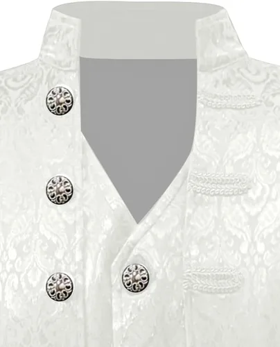 Vista 6 de Chaqueta medieval gótica steampunk para hombre, disfraz victoriano de vampiro pirata, abrigo