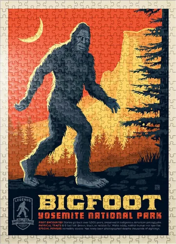 Vista 8 de MyPuzzle Legends of The National Parks: Yosemite's Bigfoot - Póster vintage - Rompecabezas de 100 piezas prémium para adultos