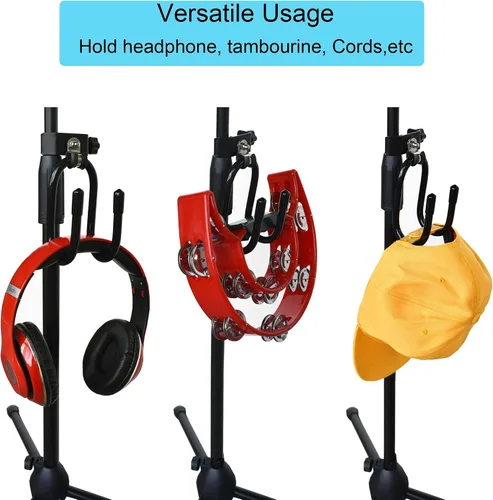 Vista 3 de YYST Soporte de micrófono con abrazadera para colgar auriculares de estudio, soporte de gancho para auriculares, cables, panderetas, etc. - Sin