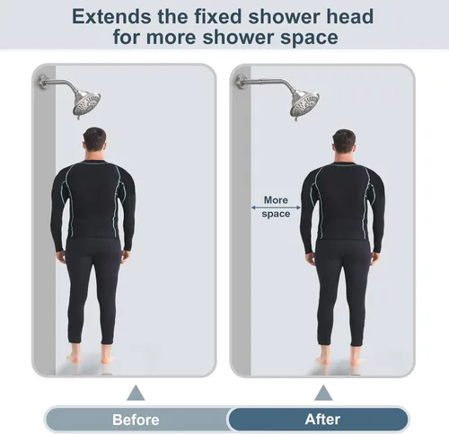 Vista 6 de BRIGHT SHOWERS Brazo Extensor de Ducha para Cabezal de Lluvia y de Mano, Brazo de Extensión de Cabezal de Ducha de 4 Pulgadas, Extensión de Tubo