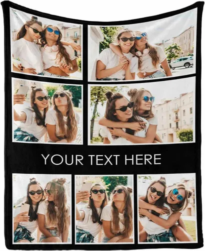 Vista 26 de InterestPrint Manta personalizada con texto y fotos, collage, regalo personalizado para cumpleaños, aniversario, boda, regalo personalizado