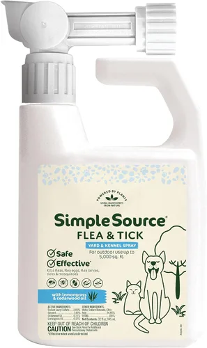 Vista 4 de SimpleSource Spray para pulgas y garrapatas para el hogar y mascotas, alimentado por plantas, mata pulgas, huevos de pulgas, larvas de pulgas