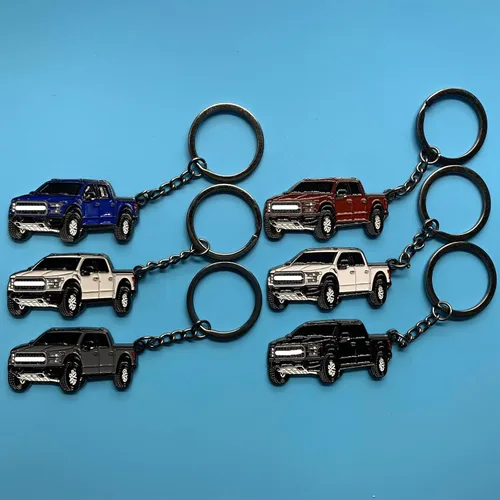 Vista 6 de Llavero de Coche para Ford F150 Accesorios Llavero de Metal Modelo 3D Camioneta Pickup (Azul)