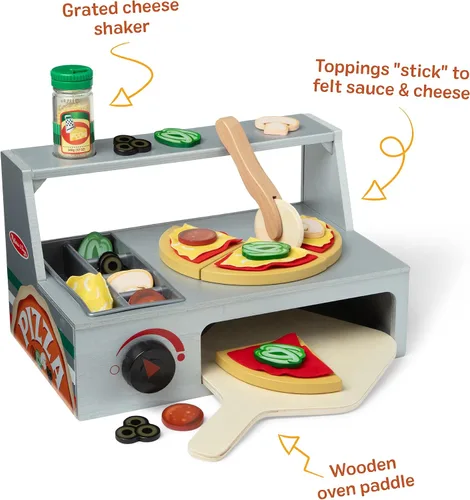 Vista 12 de Melissa & Doug - Juego de pizza de madera Top & Bake con comida de juguete (41 piezas) Juguete de preescolar, juego de comida de madera