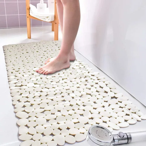 Vista 7 de SONGZIMING Tapete de Bañera Antideslizante de Guijarros para Baño y Ducha con Orificios de Drenaje, Tapete con Ventosas para Bañera