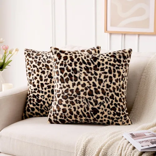Vista 10 de GALMAXS7 Fundas de Almohada de Guepardo 16x16 Juego de 2 Fundas de Almohada de Piel Sintética Leopardo para Sofá Esponjosas Suaves Decorativas