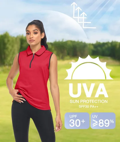 Vista 6 de SWISSWELL Camisas de golf para mujer, sin mangas, sin arrugas, estampado casual, verano, SMLXLXXL