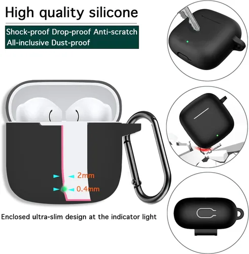 Vista 4 de USTIYA Funda para Huawei Freebuds SE 3 / Se 2 Gen Funda protectora de silicona con cubierta de llavero (negro)