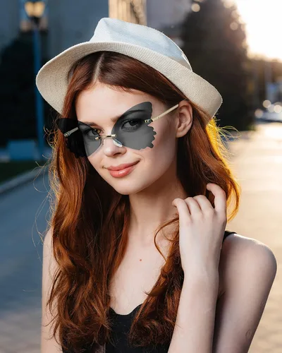 Vista 6 de 20 pares de lentes de sol de mariposa sin montura de mariposa, gafas de sol vintage con marco de metal, gafas de sol divertidas para adultos