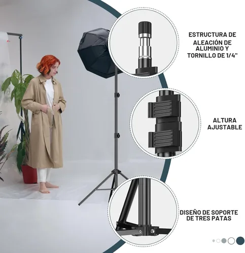 Vista 4 de EMART Soporte de luz de 7 pies para fotografía, soporte de trípode portátil para fotos y video, paquete de 2 soportes de iluminación con funda