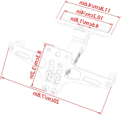 Vista 5 de Soporte para placa de matrícula de motocicleta, kit universal de eliminación de guardabarros de aluminio CNC negro con luz para placa