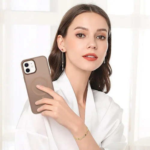 Vista 9 de BENTOBEN Funda magnética para iPhone 12, iPhone 12 Pro [compatible con Magsafe] translúcida mate, delgada, delgada, a prueba de golpes, para Marrón