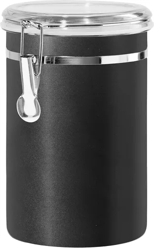 Vista 8 de Oggi Recipiente de cocina de acero inoxidable de 26 onzas líquidas, negro - Tapa hermética con cierre, parte superior transparente - Ideal