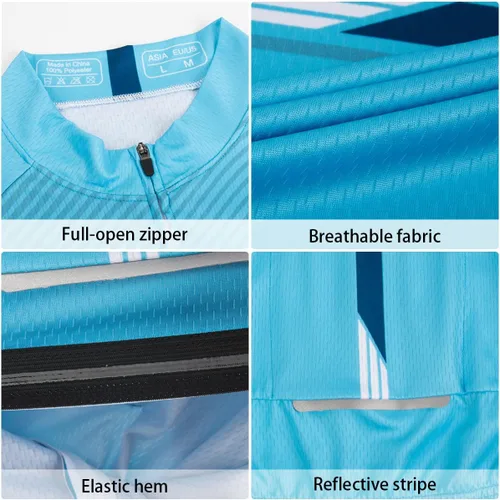 Vista 4 de ROTTO Camiseta de ciclismo para hombre, manga larga, línea simple, serie