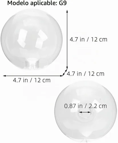 Vista 3 de TEHAUX - Pantalla de cristal de repuesto transparente G9 para lámpara de techo, cubierta de luz con forma de bola transparente para lámpara