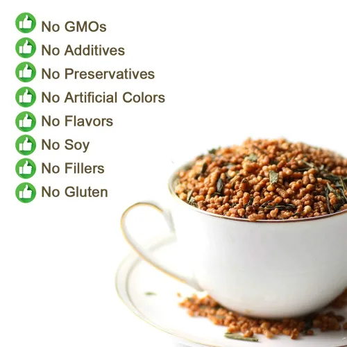Vista 5 de Plant Gift Genmaicha - Té verde Genmai-cha con arroz tostado, Genmaicha - Té japonés de hojas sueltas - Té verde Gen Mai Cha, nivel de cafeína bajo