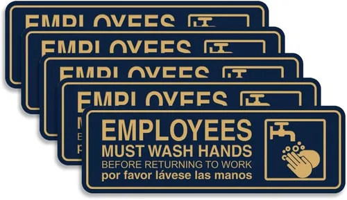 Vista 20 de Standard Employees Must Wash Hands - Letrero para puerta/pared, color negro, pequeño