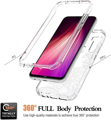 Vista 3 de Funda para Redmi Note 8 (2019/2021) M1908C3JH M1908C3JGG con protector de pantalla de vidrio templado, funda protectora de cuerpo completo