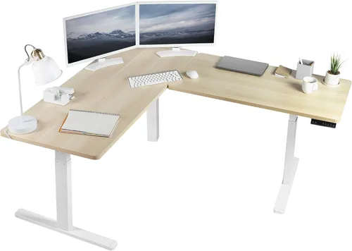 Vista 20 de VIVO DESK-KIT-3E8BO - Escritorio eléctrico de altura ajustable de 83 x 60 pulgadas para trabajar de pie, con 2 cubiertas sólidas de bambú, marco