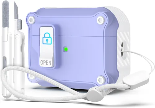 Vista 147 de R-fun Funda de carga compatible con AirPods de 2ª generación 2019, 1ª generación 2016, protección completa contra caídas, tapa desplegable