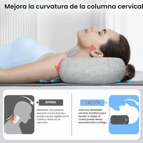 Vista 2 de Almohada cervical cervical, di adiós al dolor de cuello, almohada de apoyo de cuello de viaje para dormir de lado, almohada ergonómica de espuma Gris