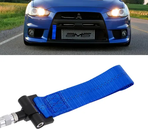 Vista 10 de x xotic tech Correa de remolque negra estilo JDM con adaptador de orificio de remolque compatible con Mitsubishi Lancer Evolution o Nissan GT-R R35