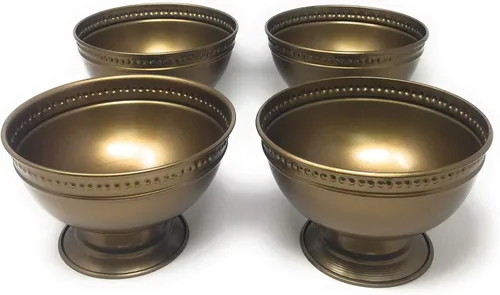 Vista 8 de Serene Spaces Living Cuenco de pedestal de hierro dorado antiguo, cuenco con pies versátiles, juego de 12, mide 5 pulgadas de alto y 8 pulgadas