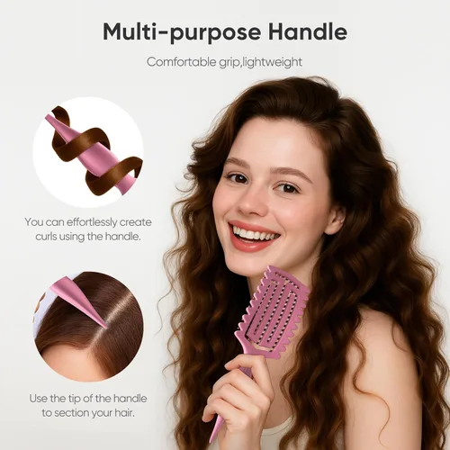Vista 4 de AM8:00 Cepillo definidor de rizos, cepillo de pelo rizado para dar forma y separar el cabello Para añadir volumen, diseño ventilado para secado