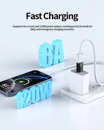 Vista 2 de BOMIE Adaptador USB C a USB, paquete de 10 unidades, 6A 120 W, carga rápida, transferencia de datos de 10 Gbps, USB C macho a USB 3.2 hembra OTG
