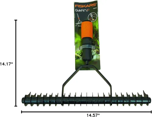 Vista 9 de Fiskars QuikFit 1000655 - Rastrillo aireador, cabezal de herramienta, ancho: 14.6 in, negro/naranja