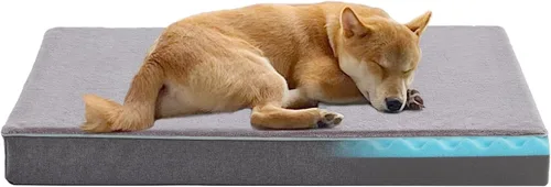 Vista 13 de Cama refrescante para perros grandes, cama ortopédica de espuma viscoelástica para perros con nueva tela de enfriamiento, cama impermeable y lavable