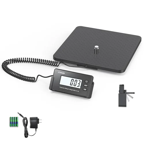 Vista 4 de Básculas de envío de 440 libras x 1 oz, básculas postales de alta precisión, plataforma ultrafina de acrilonitrilo butadieno estireno (ABS) grande