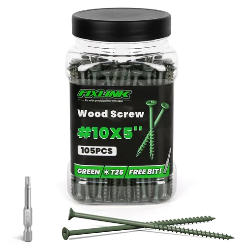 Vista 31 de Tornillos para madera de 2-1/2 pulgadas, tornillos para terraza FIXLINK #10 x 2-1/2", 310 piezas, recubiertos con epoxi, broca de estrella T25