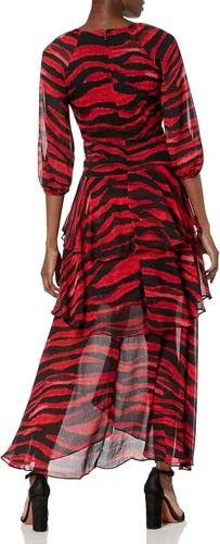 Vista 2 de Karl Lagerfeld Paris Women's Chiffon Animal Print Tiered Maxi