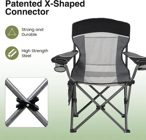 Vista 4 de HIGH POINT SPORTS Oversized Portable Mesh Camping Folding Chair
