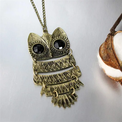 Vista 2 de Collar de cadena con diseño de búho, diseño de búho, diseño de búho, para mujer y niña, para joyería de moda