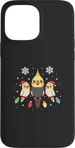 Vista 24 de Bird Cockatiel Holiday Trio Perched Cartoon Cheer Case for iPhone 16