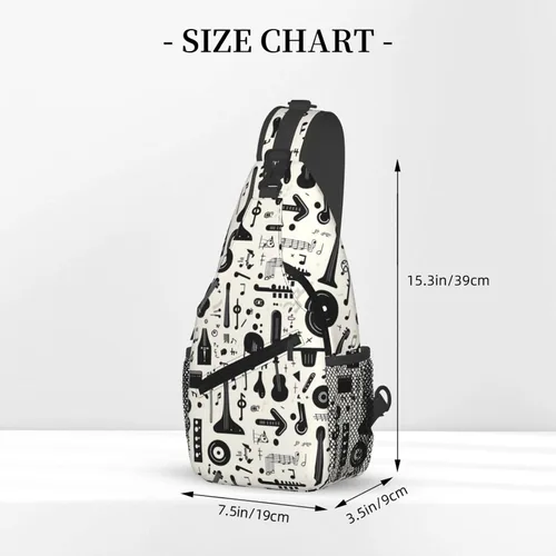 Vista 2 de Small Crossbody Bags for Women Men - Vintage Black Instrument Print Adjustable Shoulder Bag Fanny Packs Belt Sling Bag Crossbody Purses Backpack for