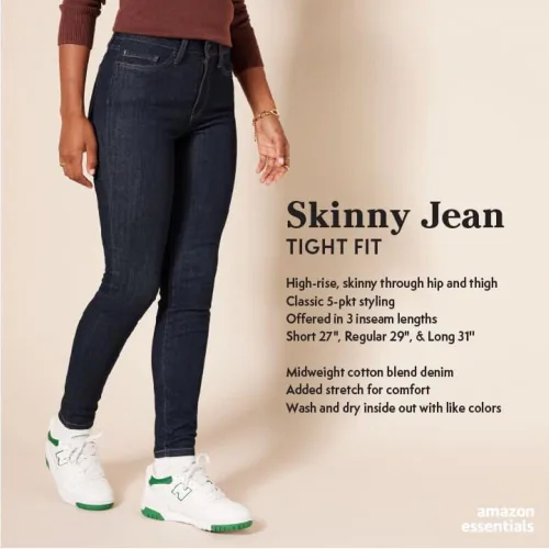 Vista 2 de Tienda Essentials Jeans ajustados de talle alto para mujer