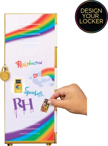 Vista 4 de Rainbow High Design & Style Locker Playset con estantes, perchas, accesorios y calcomanías, regalo de juguete para niños de 4 a 12 años en adelante