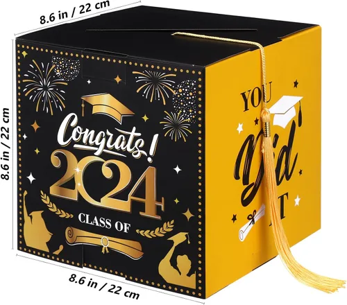 Vista 7 de BESTOYARD Caja de tarjetas de graduación 2024 Clase de 2024 Congrats Grad, caja de tarjetas de invitación, suministros para fiesta de graduación 2024