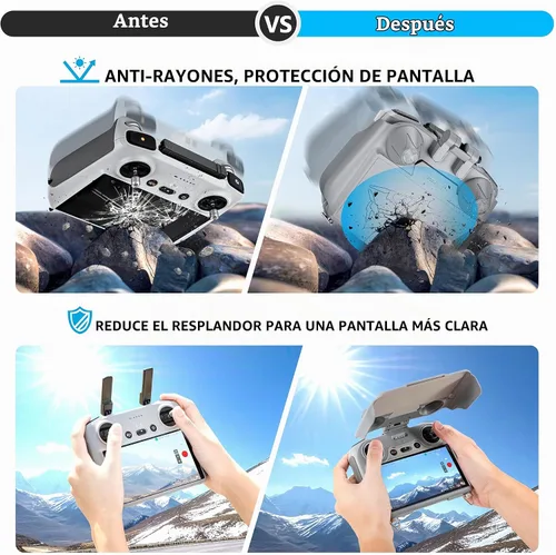 Vista 4 de STARTRC Mini 5 Pro - Parasol con cordón para DJI RC 2 y controlador RC, protector de pantalla mejorado 3 en 1 para DJI Avata 360/Mini 5/4/3 pro/Neo